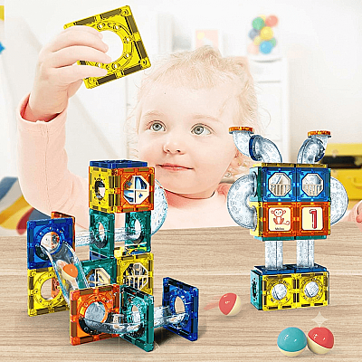 Evokids 168 Parça Manyetik Yapı Blokları ve Bilye Parkuru | Eğitici STEM Oyuncağı - 2