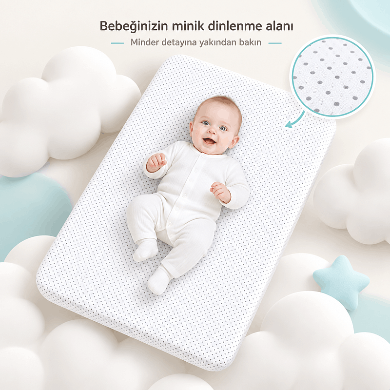 Evokids Luvi Anne Yanı Beşik | Sallanabilir 7 Parça Premium Set - 6