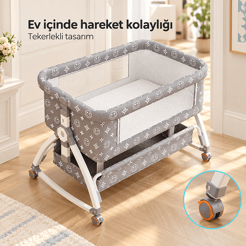 Evokids Luvi Anne Yanı Beşik | Sallanabilir 7 Parça Premium Set - 10