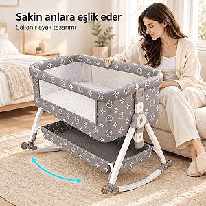 Evokids Luvi Anne Yanı Beşik | Sallanabilir 7 Parça Premium Set - 5