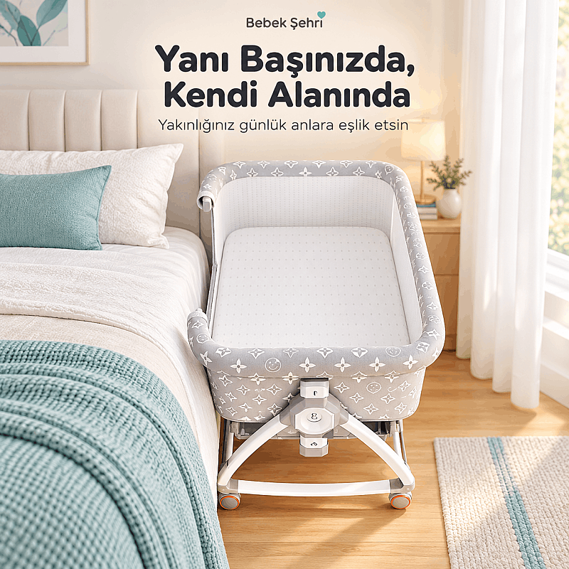 Evokids Luvi Anne Yanı Beşik | Sallanabilir 7 Parça Premium Set - 4