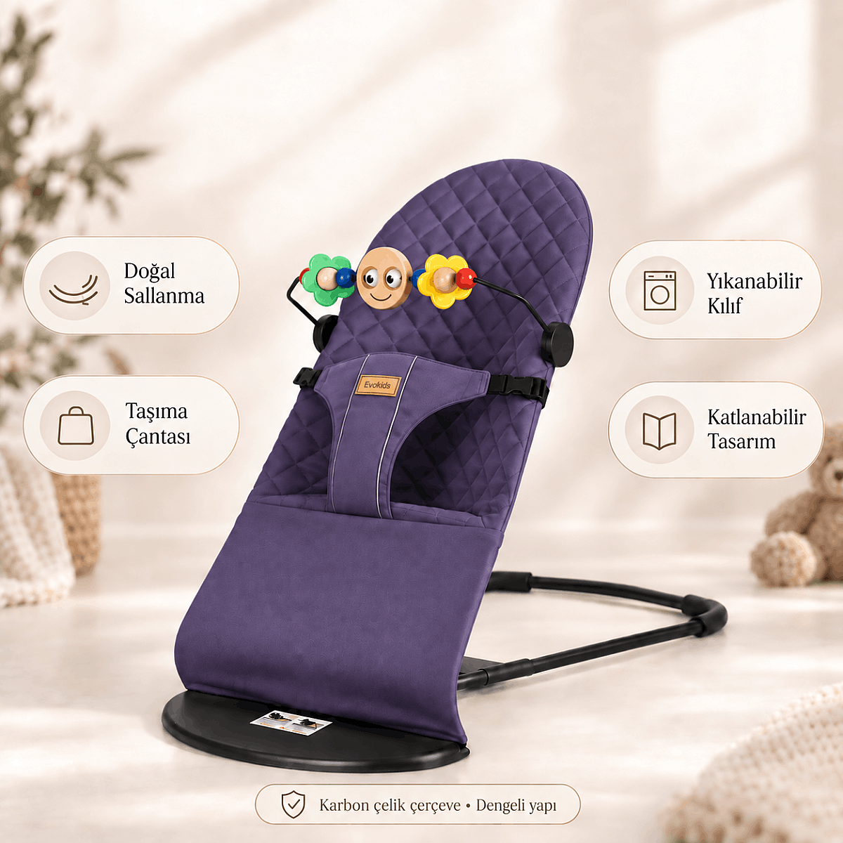 Evokids Kairo Sallanan Ana Kucağı Gece Mavisi - 1