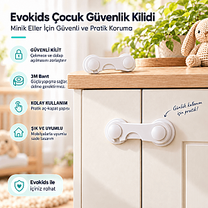 Evokids Çift Kapaklı Dolap Kilidi (2 Adet)