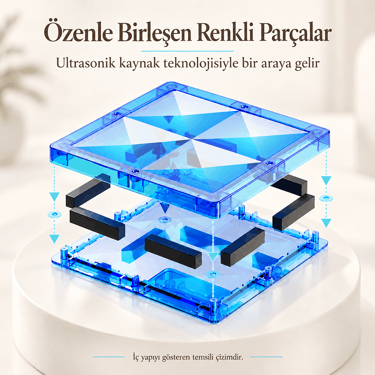 Evokids Diamond 52 Parça Manyetik Blok Seti – Elmas Dokulu Eğitici Manyetik Yapı Blokları - 9
