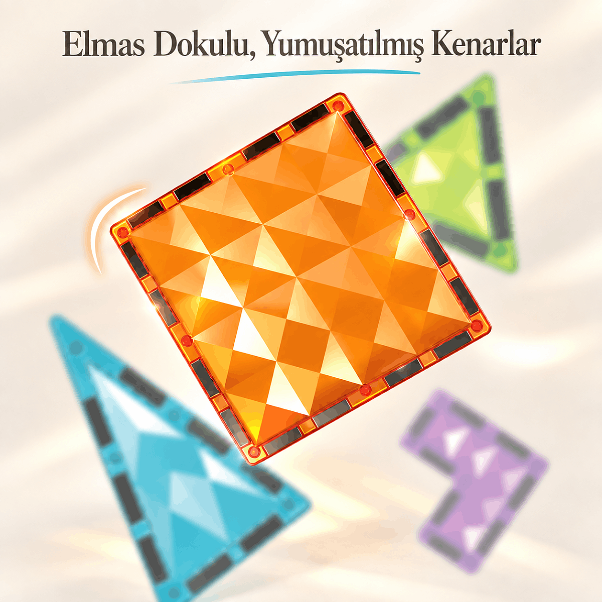 Evokids Diamond 52 Parça Manyetik Blok Seti – Elmas Dokulu Eğitici Manyetik Yapı Blokları - 7