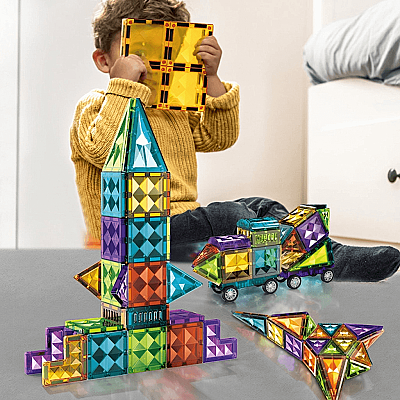 Evokids Diamond 81 Parça Manyetik Yapı Blokları – Elmas Dokulu Eğitici Oyuncak Seti - 5