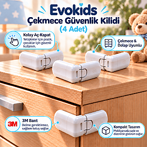 Evokids Çekmece Güvenlik Kilidi (4 Adet)