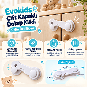 Evokids Çift Kapaklı Dolap Kilidi (10 Adet) - 2
