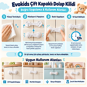 Evokids Çift Kapaklı Dolap Kilidi (10 Adet) - 3