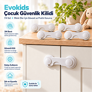 Evokids Çift Kapaklı Dolap Kilidi (5 Adet)