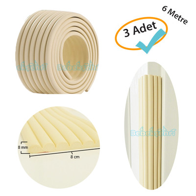 Evokids 3 Adet Çok Amaçlı Kauçuk Kenar Koruyucu Krem (6 Metre) - 1