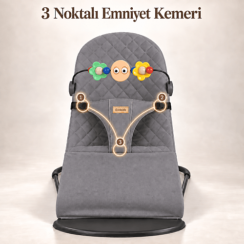 Evokids Kairo Sallanan Ana Kucağı Gri - 2
