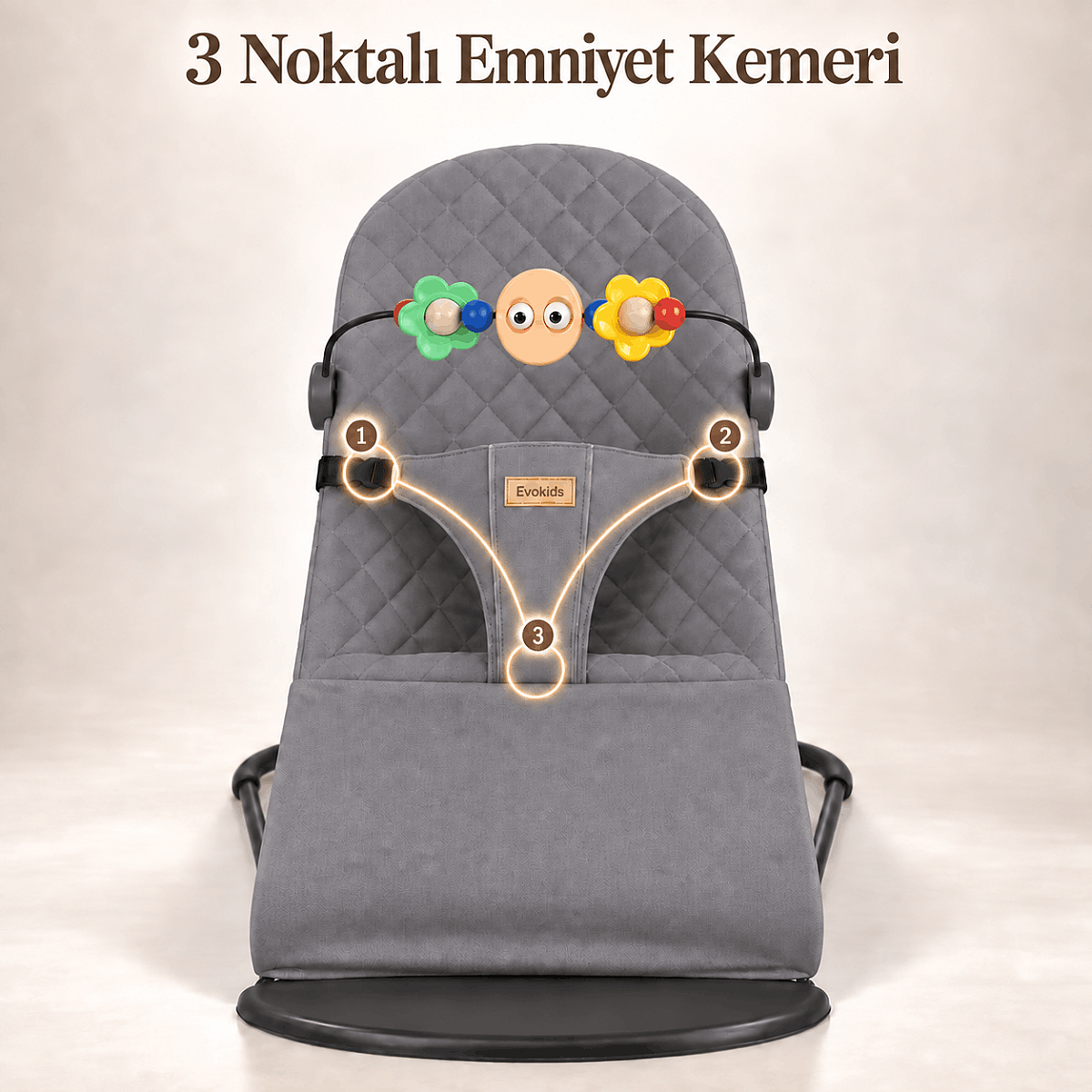 Evokids Kairo Sallanan Ana Kucağı Gri - 2