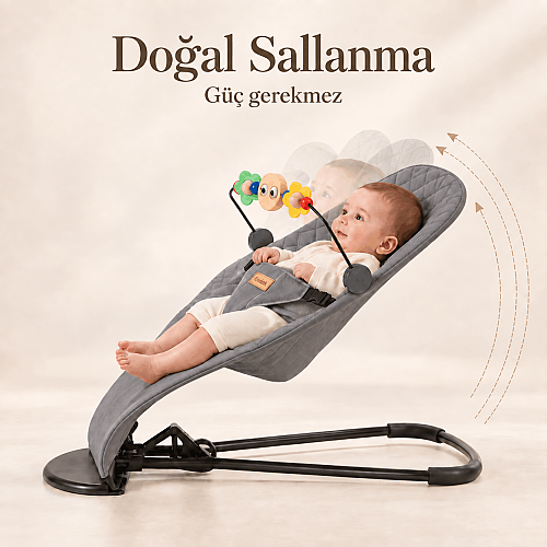 Evokids Kairo Sallanan Ana Kucağı Gri - 4