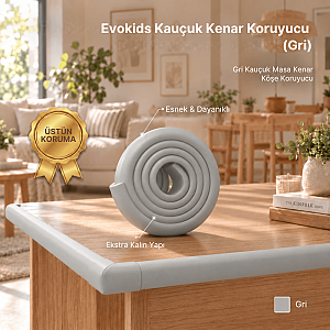 Evokids Kauçuk Kenar Koruyucu (Gri)