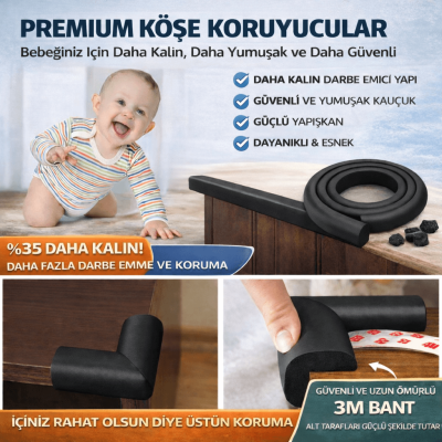 Evokids Ekstra Kalın Köşe Kenar Koruyucu (6 Metre Kenar + 4 Adet Köşe) Gri Kauçuk Masa Kenar Köşe Koruyucu - 5