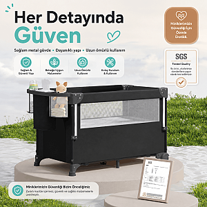 Anne Yanı Park Yatak – Evokids Luna Katlanabilir, Sallanabilir ve Tekerlekli Anne Yanı Beşiği - 2