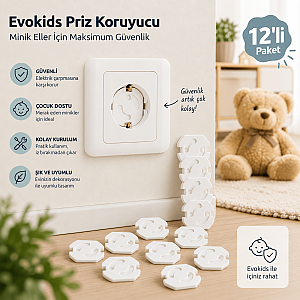 Evokids Otomatik Kapanır Priz Koruyucu (12 Adet)