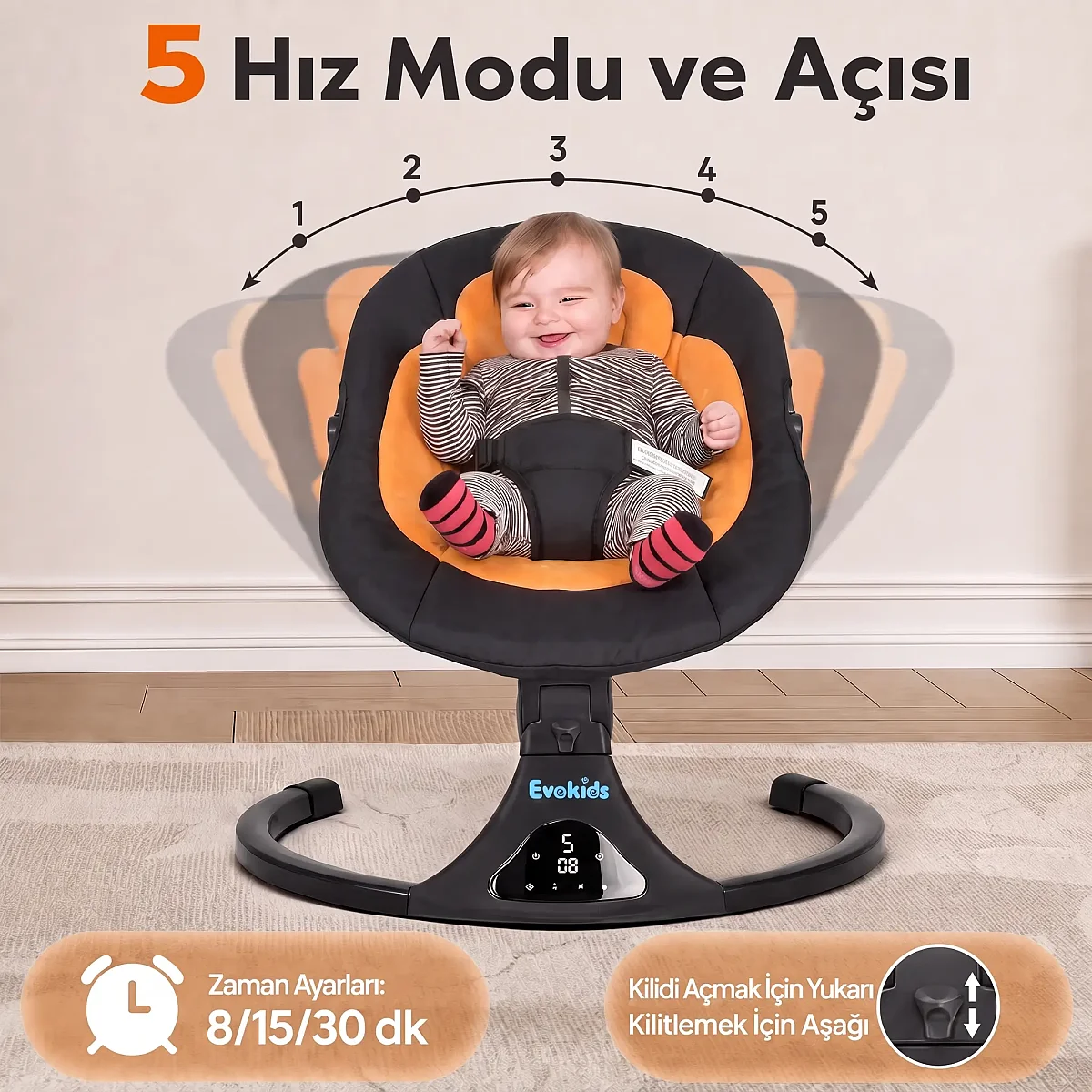 Evokids Aura Premium Elektrikli Ana Kucağı - 5