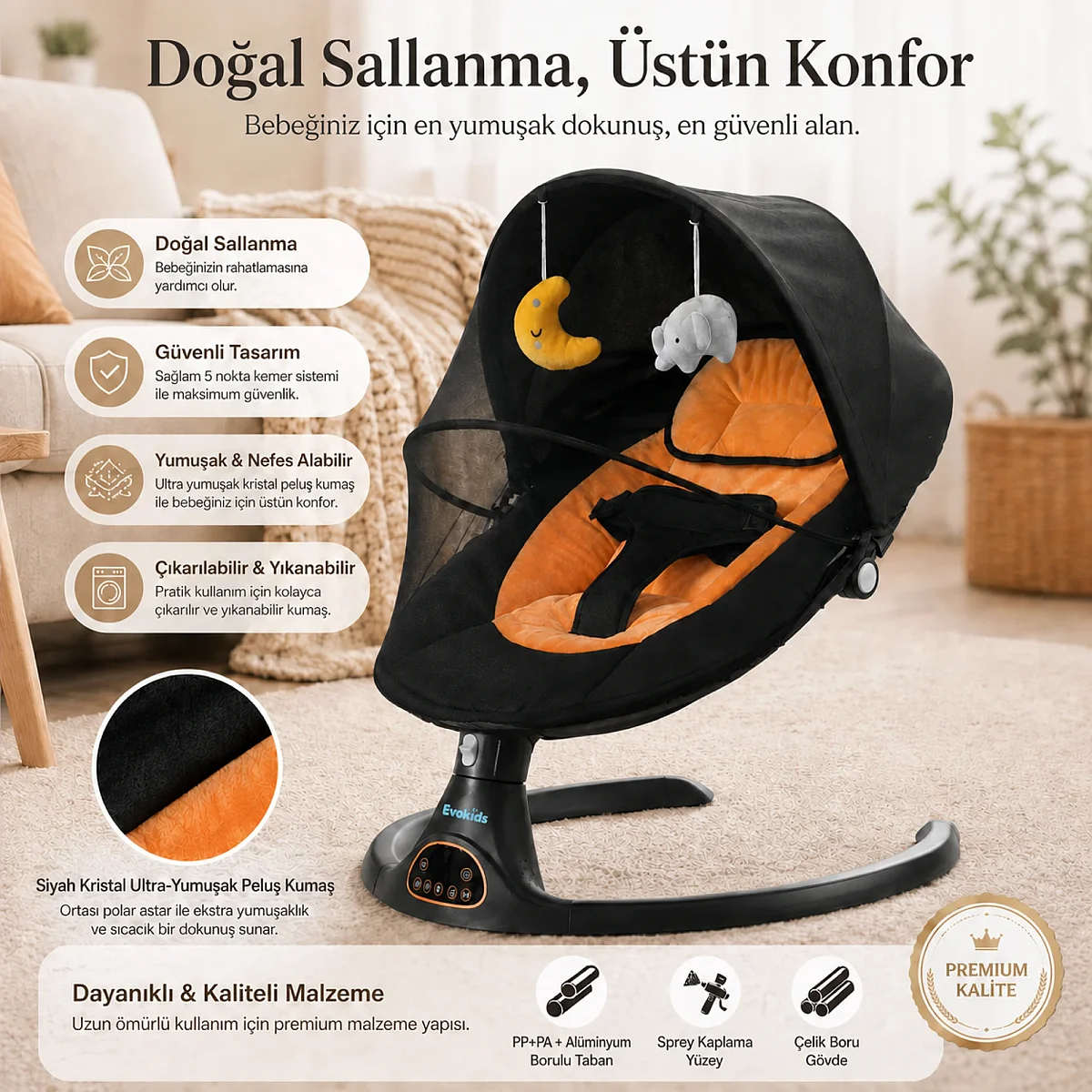 Evokids Aura Premium Elektrikli Ana Kucağı - 4
