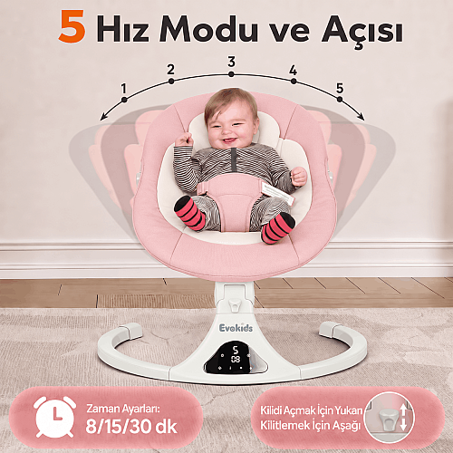 Evokids Nova Premium Elektrikli Ana Kucağı Pembe - 3
