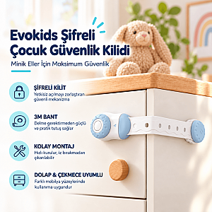 Evokids Şifreli Çocuk Güvenlik Kilidi Buz Mavisi