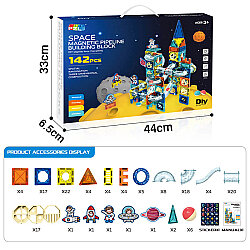 Evokids 142 Parça Manyetik Blok Top Parkuru – Uzay Temalı Manyetik Yapı Seti - 2