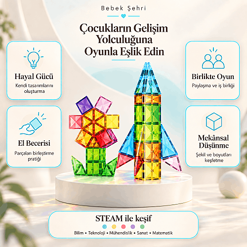 Evokids 142 Parça Manyetik Blok Top Parkuru – Uzay Temalı Manyetik Yapı Seti - 3