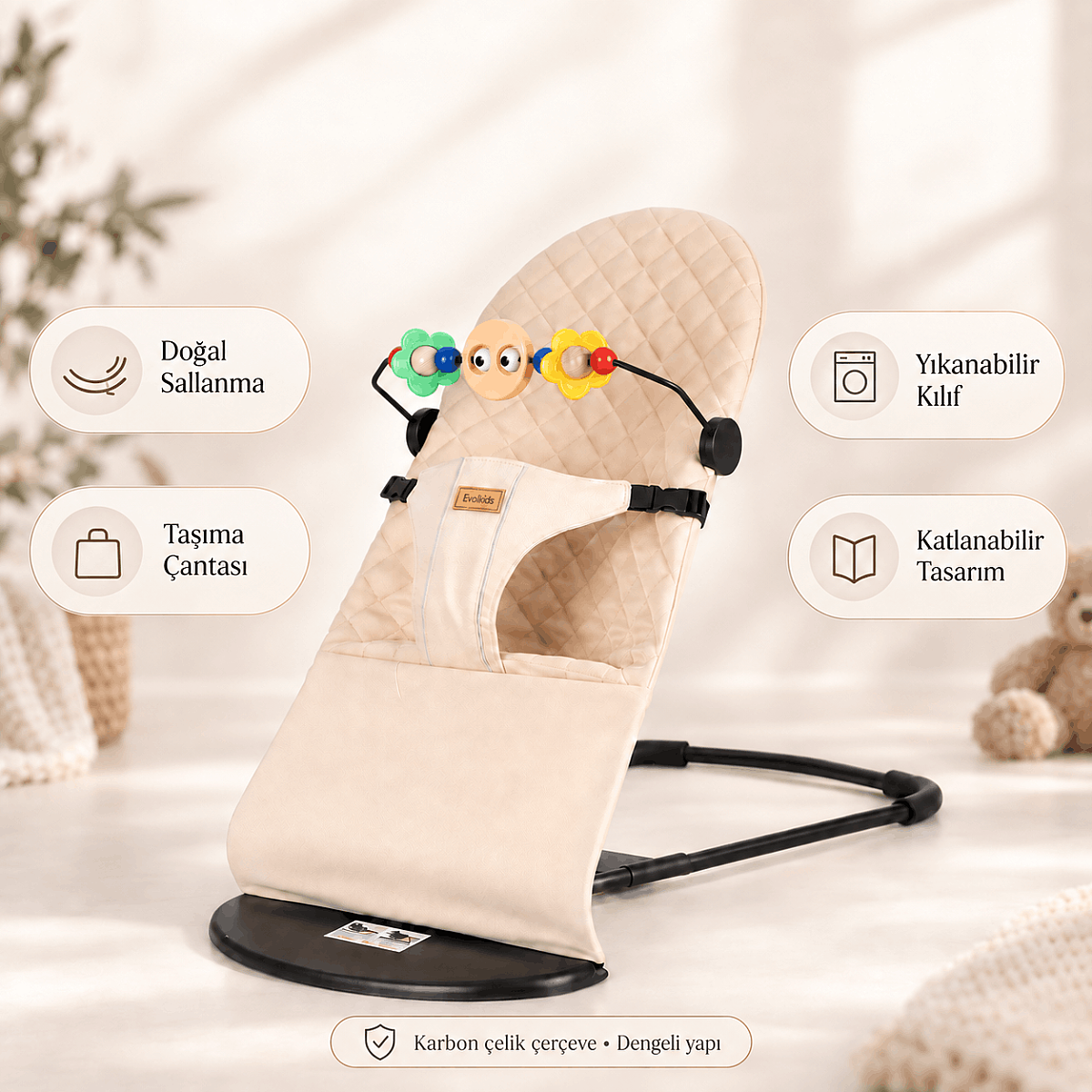 Evokids Kairo Sallanan Ana Kucağı Krem - 1